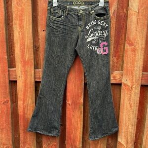 COOGI Too Sexy Denim Vintage Y2K Women’s Wide Leg Logo Print Jeans Size 9/10